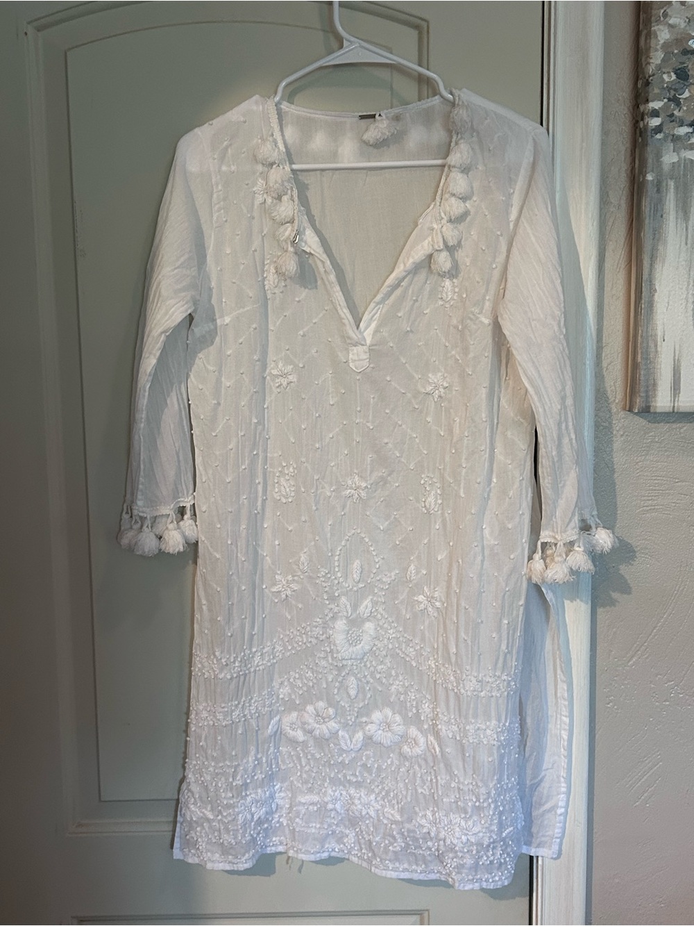 Elie Tahari Cotton Detailed Tassel Swim Coverup Boho